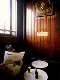 A Man with a Beer Reading a Newspaper in a Pub Photographic Print by Chris Hill