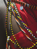 Close Up Detail of a Maasai Tribesman's Beaded Jewelry Fotografisk tryk af Nigel Hicks