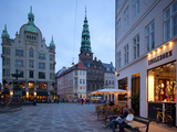Nikolaj Church and Restaurants at Dusk, Copenhagen, Denmark, Scandinavia, Europe Photographic Print by Frank Fell
