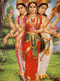 Picture of Hindu Goddesses Parvati, Lakshmi and Saraswati, India, Asia Photographie par  Godong