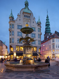Nikolaj Church and Restaurants at Dusk, Armagertorv, Copenhagen, Denmark, Scandinavia, Europe Photographic Print by Frank Fell