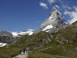 Hikers Below the Matterhorn, Zermatt, Valais, Swiss Alps, Switzerland, Europe Photographic Print by Hans-Peter Merten