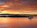 A Lobster Boat in Calm Water at Sunrise Photographie par Robbie George