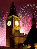 New Year Fireworks and Big Ben, Houses of Parliament, Westminster, London, England, United Kingdom, Photographic Print by Frank Fell
