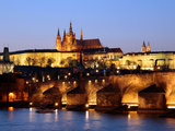 Prague Castle on the Skyline and the Charles Bridge over the River Vltava, UNESCO World Heritage Si Photographic Print by Hans-Peter Merten