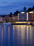 Promenade and Lake at Dusk, Bellagio, Lake Como, Lombardy, Italian Lakes, Italy, Europe Photographic Print by Frank Fell