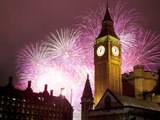 New Year Fireworks and Big Ben, Houses of Parliament, Westminster, London, England, United Kingdom, Photographic Print by Frank Fell