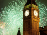 New Year Fireworks and Big Ben, Houses of Parliament, Westminster, London, England, United Kingdom, Photographic Print by Frank Fell