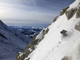 A Snowboarder Tackles a Challenging Off Piste Descent on Mont Blanc, Chamonix, Haute Savoie, French Photographic Print by David Pickford
