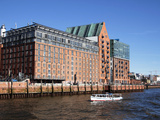 River Elbe and Buildings at Grovue Elbstravue, Hamburg, Germany, Europe Photographic Print by Hans-Peter Merten