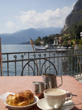 Town and Lakeside Cafe, Menaggio, Lake Como, Lombardy, Italian Lakes, Italy, Europe Photographic Print by Frank Fell