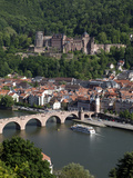 Old Bridge over the River Neckar, Old Town and Castle, Heidelberg, Baden-Wurttemberg, Germany, Euro Photographic Print by Hans-Peter Merten