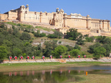 Elephants Taking Tourists to the Amber Fort Near Jaipur, Rajasthan, India, Asia Photographic Print by Gavin Hellier