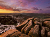 Frosty Winter Sunrise, Froggatt and Curbar Edge, Peak District National Park, Derbyshire, England,  Photographic Print by Neale Clark