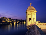 Vedette Watchtower and View across the Grand Harbour to Valletta at Dusk, Senglea, Malta, Mediterra Photographic Print by Stuart Black