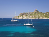 View across Bay to the Castle, Cabrera Island, Cabrera Archipelago National Park, Mallorca, Baleari Photographic Print by Ruth Tomlinson