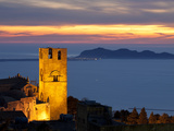 Sunset over the Duomo and Looking Out to the Egadi Islands, Erice, Sicily, Italy, Mediterranean, Eu Photographic Print by Stuart Black