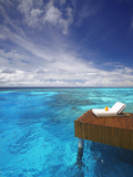 Sun Lounger and Jetty in Blue Lagoon, Maldives, Indian Ocean, Asia Photographie par Sakis Papadopoulos