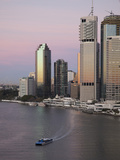 Catamaran Ferry on Brisbane River and City Centre, Brisbane, Queensland, Australia, Pacific Photographic Print by Nick Servian