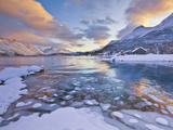Looking across the Frozen Sea of Ullsfjord from Sjursnes, Towards the Southern Lyngen Alps, at Suns Photographic Print by Neale Clark