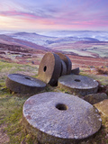Stanage Edge Wheelstones (Millstones) and Frosty Winter Moorland Sunrise, Peak District National Pa Photographic Print by Neale Clark