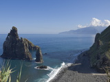 Rocky Coastline with Lava Rock Columns Jutting Out of the Ocean, Northern Madeira, Portugal, Atlant Photographic Print by James Emmerson