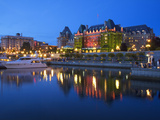 Inner Harbour with the Empress Hotel at Night, Victoria, Vancouver Island, British Columbia, Canada Photographic Print by Martin Child