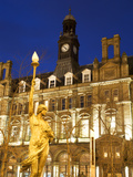 Statue of Morn and Old Post Office in City Square at Dusk, Leeds, West Yorkshire, Yorkshire, Englan Photographic Print by Mark Sunderland