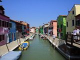 Colourfully Painted Houses Situated on Canal Banks on the Island of Burano, Located Near Venice, Ve Photographic Print by Kimberley Coole