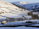 Stone Barns in a Winter Landscape, Swaledale, Yorkshire Dales National Park, North Yorkshire, Engla Photographic Print by Peter Richardson