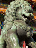 Male Bronze Lion, Gate of Supreme Harmony, Outer Court, Forbidden City, Beijing, China, Asia Photographic Print by Neale Clark