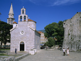 Sveti Trojice (Holy Trinity) Church and Citadel Walls, Old Town, Budva, the Budva Riviera, Monteneg Photographic Print by Stuart Black