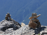Traditional Inushuk Cairns at the Peak of Whistler Mountain, Whistler, British Columbia, Canada, No Photographic Print by Martin Child