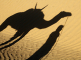 Camel Driver's Shadow in the Sahara Desert, Near Douz, Kebili, Tunisia, North Africa, Africa Fotografie-Druck von  Godong