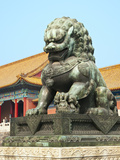 Bronzed Lion Guards Gate of Heavenly Purity, Forbidden City, UNESCO Site, Beijing, China, Asia Photographic Print by Kimberly Walker