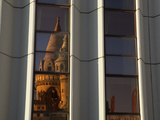 Fishermen's Bastion (Halaszbastya) Reflected in Windows of Hilton Hotel, Buda, Budapest, Hungary, E Photographic Print by Stuart Black