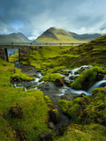 A Waterfall Cascading Down the Rocks Towards Village of Funningur and the Funningsfjordur, Near Gjo Photographic Print by Kimberley Coole