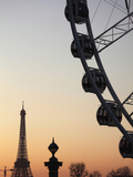 Ferry Wheel in Place De La Concorde with Eiffel Tower in the Background Near Sunset, Paris, France Photographic Print by Bruce Yuanyue Bi