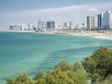Beach, Skyline and Mediterranean Sea Viewed from Old Jaffa, Tel Aviv, Israel, Middle East Photographie par John & Lisa Merrill