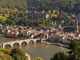View of the Alte Brucke (Old Bridge), Neckar River Heidelberg Castle and Old Town from the Philosop Photographic Print by Michael DeFreitas
