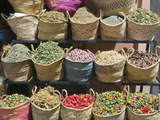 Spices for Sale, Souk in the Medina, Marrakech (Marrakesh), Morocco Fotografie-Druck von Nico Tondini
