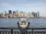 Coin Operated Binoculars Pointed at Manhattan Skyline, Hudson River, Jersey City, New Jersey, Usa Photographic Print by Paul Souders