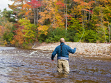 A Man Fly-Fishing on the Swift River in Albany, White Mountains, New Hampshire, Usa Photographic Print by Jerry & Marcy Monkman