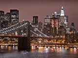 Brooklyn Bridge, East River with Lower Manhattan Skyline in Distance, Brooklyn, New York, Usa Photographie par Paul Souders