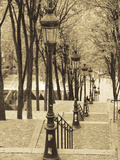 Autumn, Rue De Foyatier Steps to the Place Du Sacre Coeur, Montmartre, Paris, France Photographic Print by Walter Bibikow