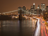 Brooklyn Bridge and Parkway, East River with Lower Manhattan Skyline, Brooklyn, New York, Usa Photographic Print by Paul Souders