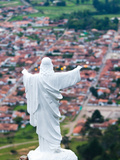 Town of Villa De Leyva with a Statue of Jesus Christ at the Summit, Cartagena, Colombia Photographie par Micah Wright