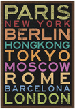 Cities of the World Colorful RetroMetro Travel Poster Posters