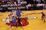 Miami, FL - June 21:  Miami Heat and Oklahoma City Thunder Game Five, Chris Bosh and Serge Ibaka Photographic Print by Mike Ehrmann
