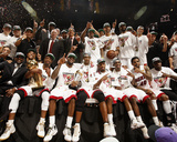 Miami, FL - June 21:  The Miami Heat pose for a team photo after defeating the Oklahoma City Thunde Photographic Print by Issac Baldizon